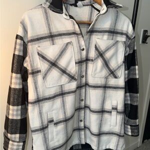 Divided Black and White Plaid Jacket